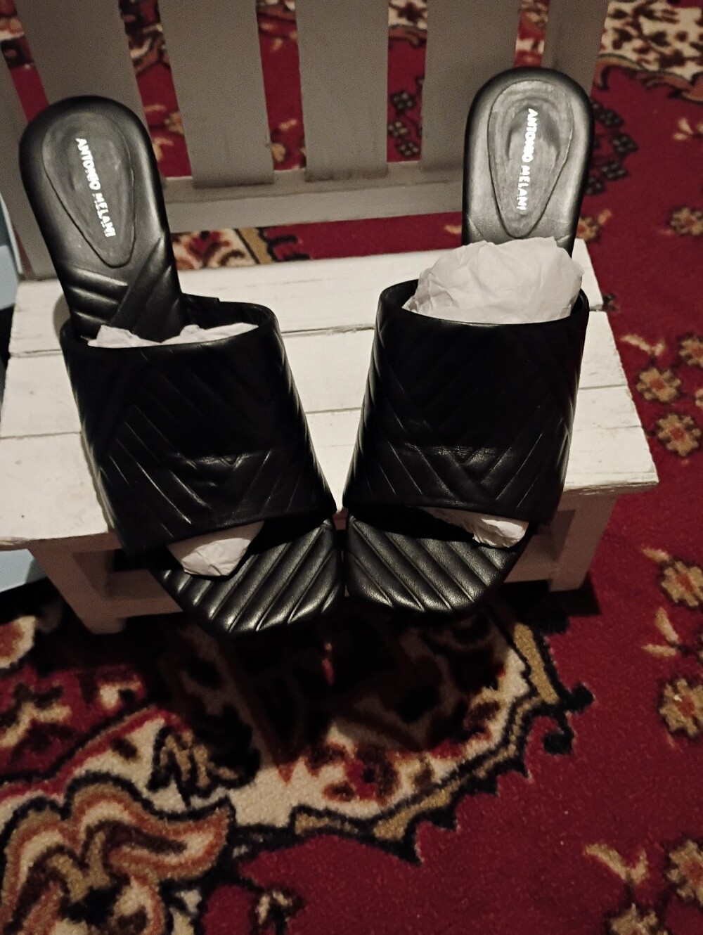 Antonio Melani Black Quilted Mules